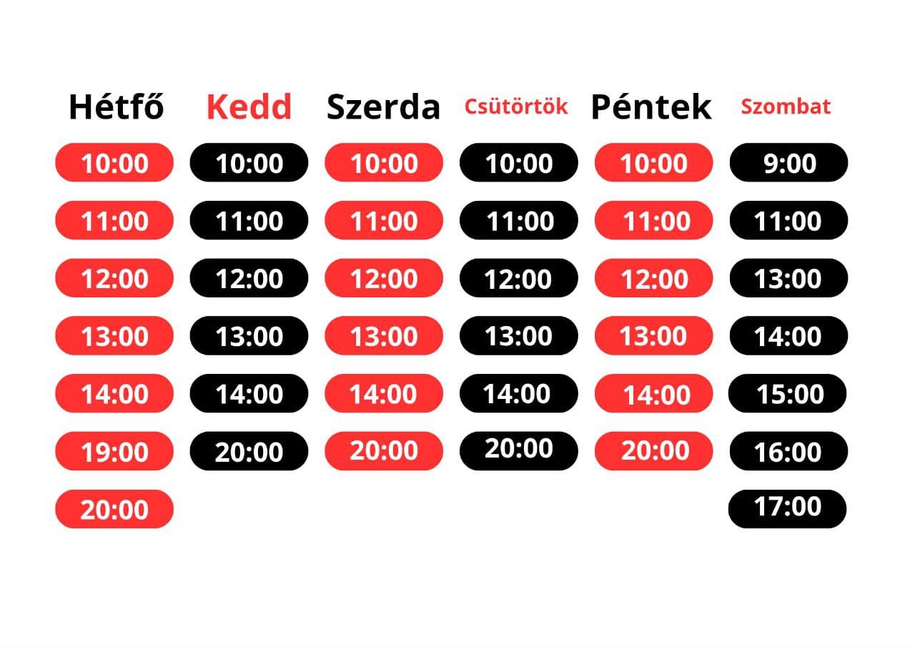 Masszázs időpont egyeztetési naptár